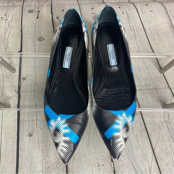 Prada Women's Black Graffiti Eye Pointed Toe Luxury Flat Shoe IT 37.5 / US 7 - Picture 3 of 13